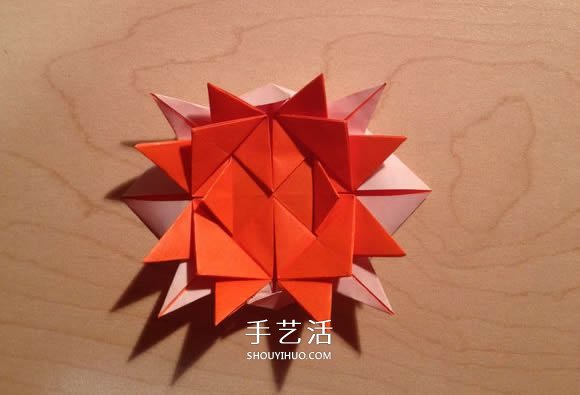 立体组合刺球的折法 带刺花球的折纸图解 -  www.shouyihuo.com