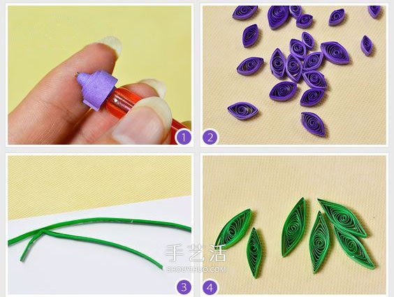 情人节贺卡DIY：美丽的衍纸风信子贺卡制作 -  www.shouyihuo.com