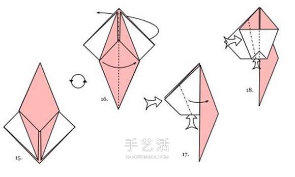 仿佛要展翅飞起！美丽千纸鹤的折法步骤图解 -  www.shouyihuo.com
