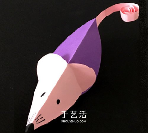 彩色卡纸做小老鼠教程 简单立体老鼠制作图片 -  www.shouyihuo.com