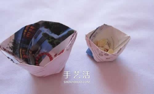 用废纸折叠垃圾盒图解 手工简易垃圾盒怎么做 -  www.shouyihuo.com