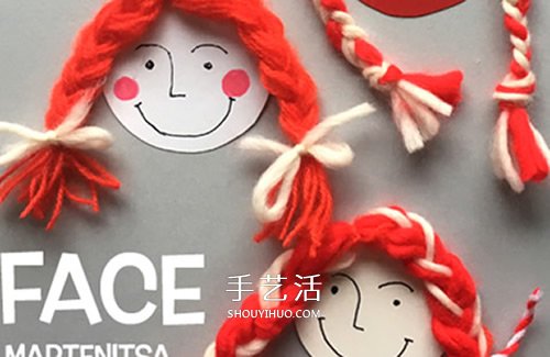 辫子姑娘手工制作方法 卡纸和毛线做女孩图解 -  www.shouyihuo.com