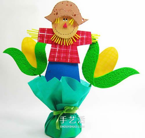 简单稻草人的做法图解 手工制作稻草人装饰品 -  www.shouyihuo.com