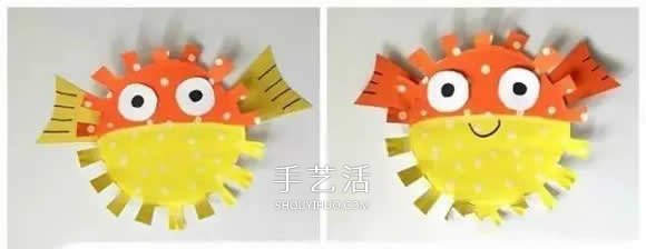 幼儿园手工制作河豚 纸餐盘做卡通河豚的方法 -  www.shouyihuo.com