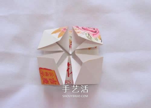 废纸折花型笔筒的折法 还可以当垃圾盒使用 -  www.shouyihuo.com