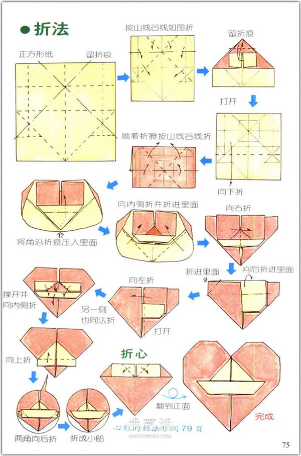 爱心怎么折？76种简单心形的折纸方法图解大全 -  www.shouyihuo.com