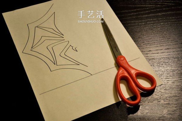 万圣节蜘蛛剪纸的教程 含蜘蛛图纸下载打印 -  www.shouyihuo.com