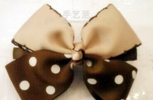 用两种颜色缎带 DIY制作双色蝴蝶结发卡图解 -  www.shouyihuo.com