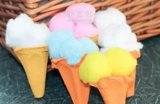 幼儿园学做冰激凌图解 鸡蛋托废物利用小手工 -  www.shouyihuo.com