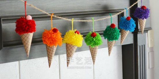 毛线手工制作冰激凌 DIY充满活力的夏日挂饰 -  www.shouyihuo.com