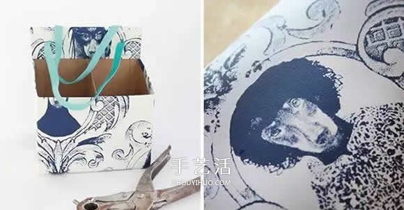 牛奶盒小制作 做成可以拎起来的笔筒/收纳盒 -  www.shouyihuo.com