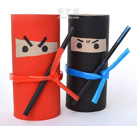 逗趣的卡通人偶DIY 卫生纸筒手工制作忍者 -  www.shouyihuo.com