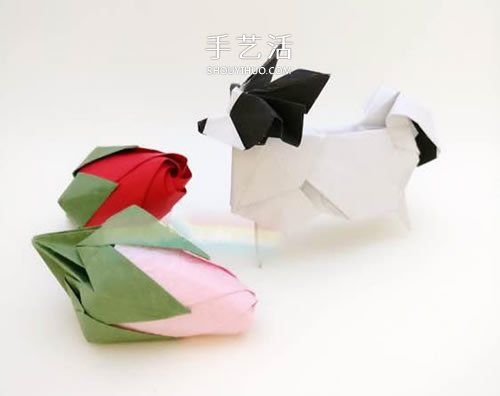 玫瑰花苞的简单折纸教程 花萼的折法也送上！ -  www.shouyihuo.com