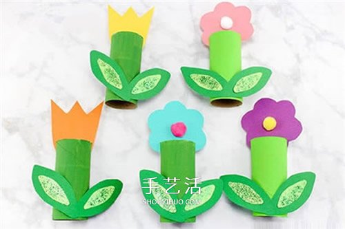 卷纸筒变废为宝做小花 幼儿手工立体小花DIY -  www.shouyihuo.com