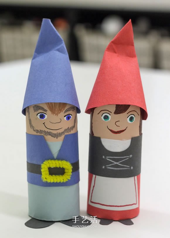 幼儿园卷纸筒废物利用 手工制作可爱的小矮人 -  www.shouyihuo.com