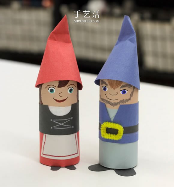 幼儿园卷纸筒废物利用 手工制作可爱的小矮人 -  www.shouyihuo.com