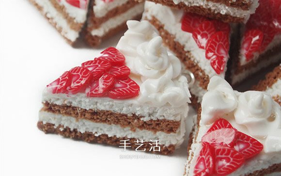 粘土草莓切片制作步骤图解 做一个超逼真蛋糕 -  www.shouyihuo.com