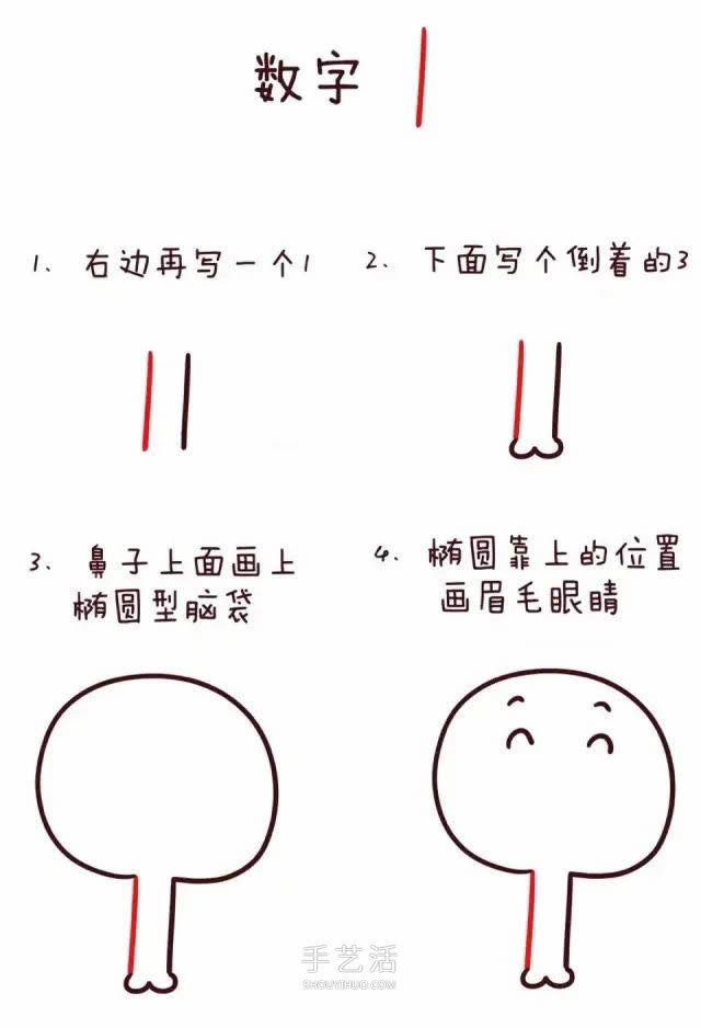数字简笔画动物1到10 可爱数字简笔画图片大全 -  www.shouyihuo.com