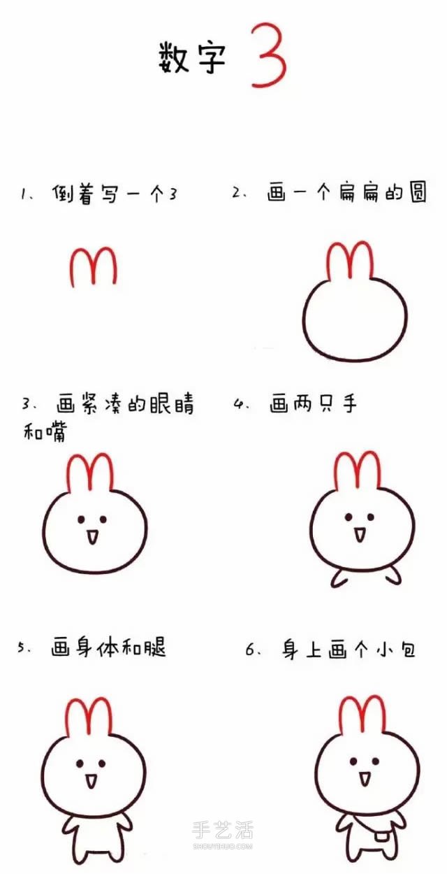 数字简笔画动物1到10 可爱数字简笔画图片大全 -  www.shouyihuo.com