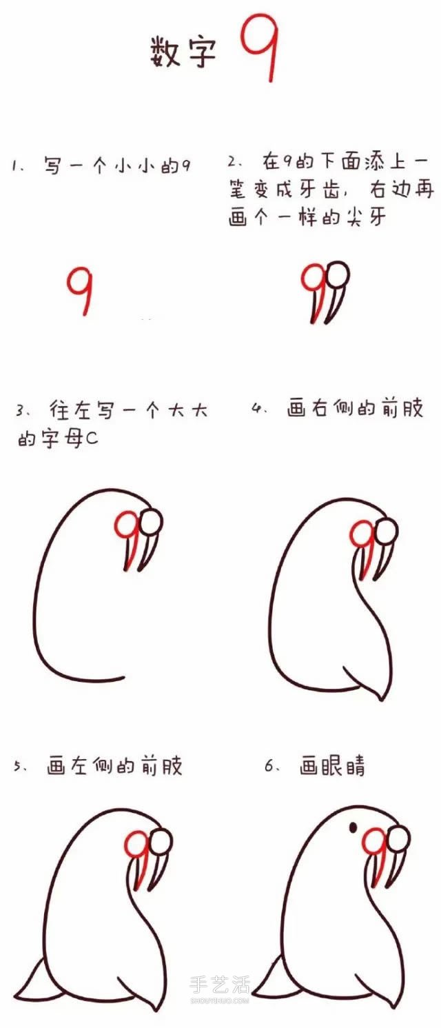 数字简笔画动物1到10 可爱数字简笔画图片大全 -  www.shouyihuo.com
