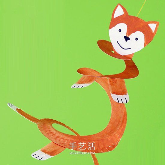 可爱小狐狸挂饰制作 用纸盘做弹簧狐狸的方法 -  www.shouyihuo.com