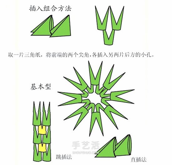 三角插折纸基础：三角插怎么折的图解教程 -  www.shouyihuo.com