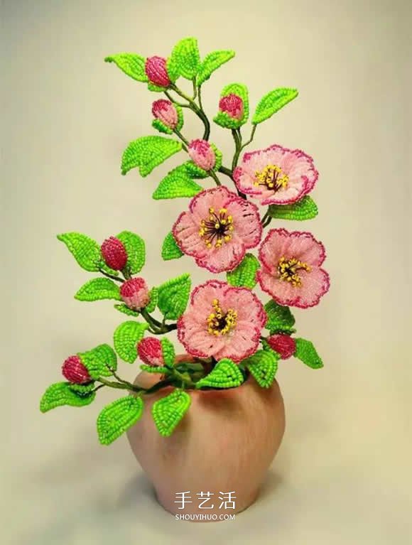 美到极致的串珠花朵 做成插花工艺品装饰 -  www.shouyihuo.com
