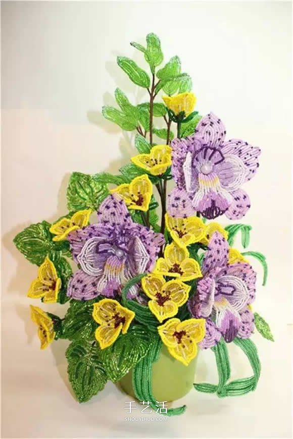 美到极致的串珠花朵 做成插花工艺品装饰 -  www.shouyihuo.com