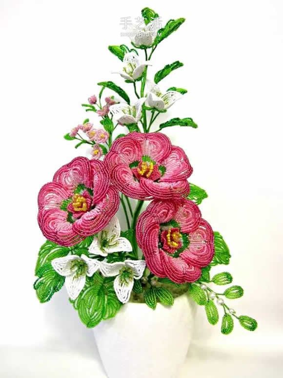 美到极致的串珠花朵 做成插花工艺品装饰 -  www.shouyihuo.com