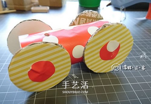 自制橡皮筋回力车教程 橡皮筋动力小车制作图 -  www.shouyihuo.com