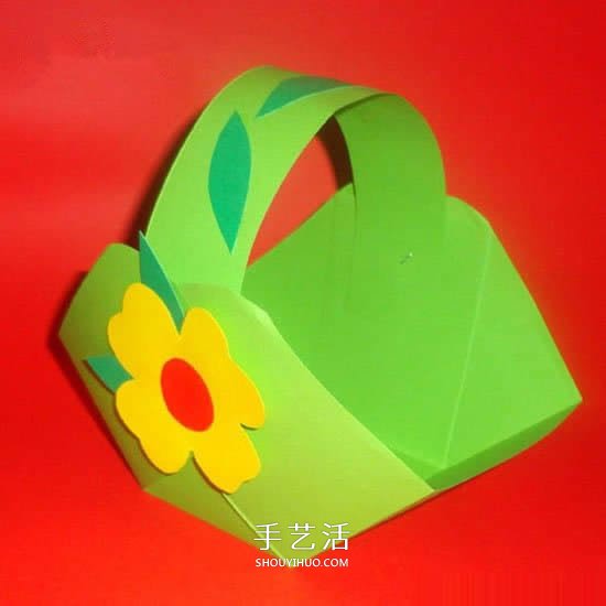 最简单小花篮的折法 儿童手工折纸篮子图解