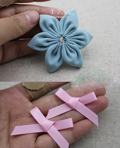 雪纺布手工制作小清新蝴蝶结花朵饰品图解 -  www.shouyihuo.com