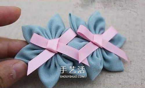 雪纺布手工制作小清新蝴蝶结花朵饰品图解 -  www.shouyihuo.com