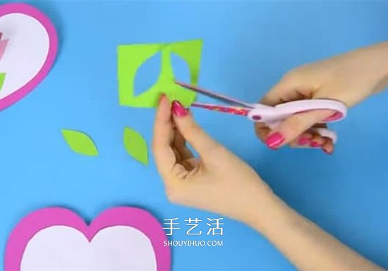 儿童手工制作母亲节郁金香爱心卡片的方法 -  www.shouyihuo.com