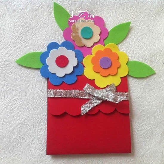用海绵纸做母亲节贺卡 手工漂亮花朵卡片DIY -  www.shouyihuo.com
