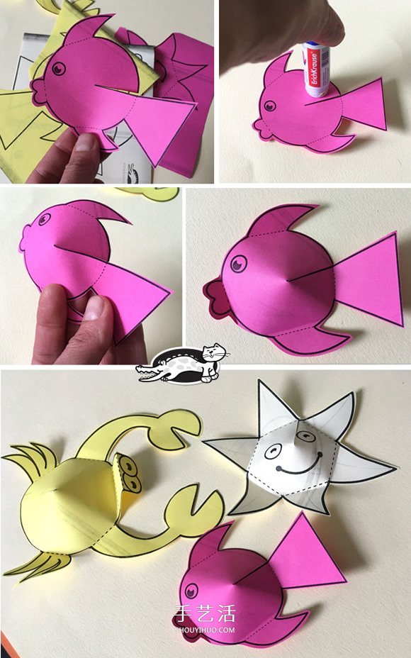 用卡纸做海洋生物 海底世界贴画手工制作教程 -  www.shouyihuo.com
