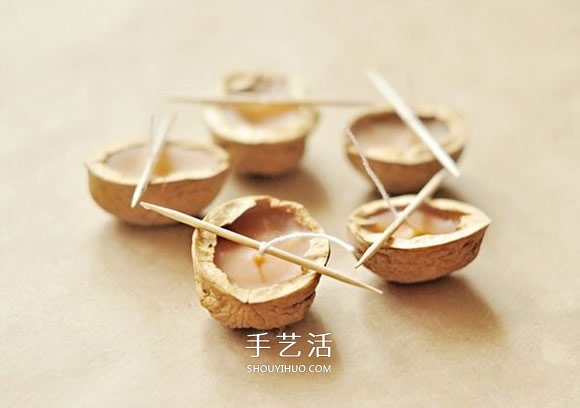 一个核桃壳废物利用 做成浪漫情人节蜡烛灯 -  www.shouyihuo.com