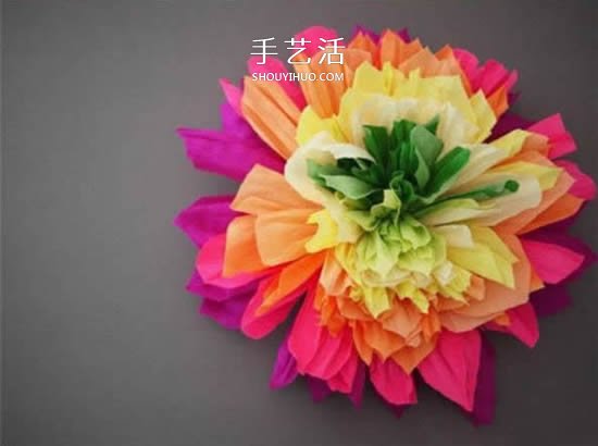 七种颜色似彩虹！皱纹纸做七彩纸花的方法 -  www.shouyihuo.com