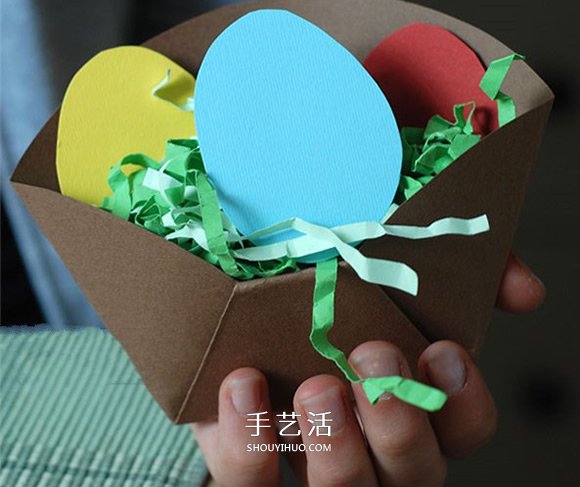 幼儿用卡纸折纸盒教程 手工制作复活节彩蛋 -  www.shouyihuo.com