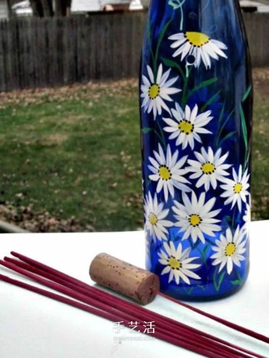 彩绘酒瓶创意手工图片 丙烯手绘玻璃瓶DIY -  www.shouyihuo.com