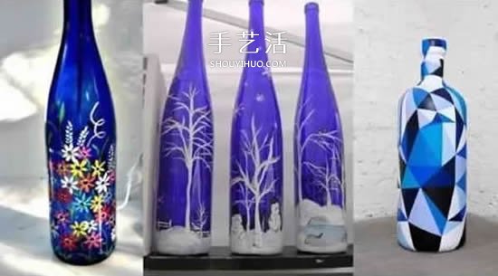 彩绘酒瓶创意手工图片 丙烯手绘玻璃瓶DIY -  www.shouyihuo.com