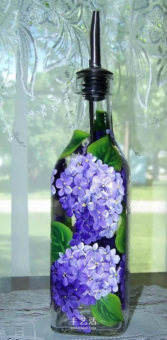 彩绘酒瓶创意手工图片 丙烯手绘玻璃瓶DIY -  www.shouyihuo.com