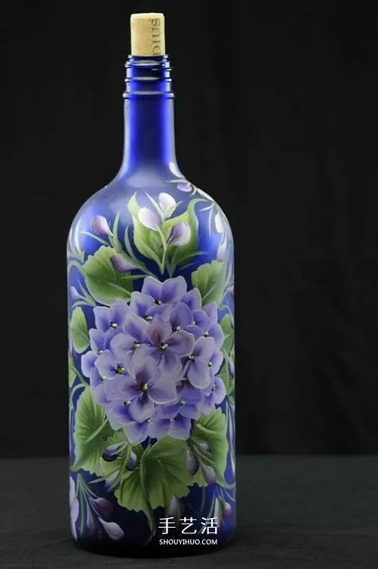 彩绘酒瓶创意手工图片 丙烯手绘玻璃瓶DIY -  www.shouyihuo.com