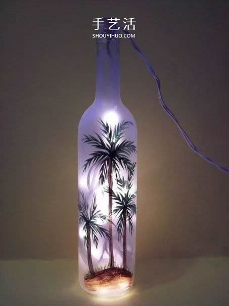彩绘酒瓶创意手工图片 丙烯手绘玻璃瓶DIY -  www.shouyihuo.com