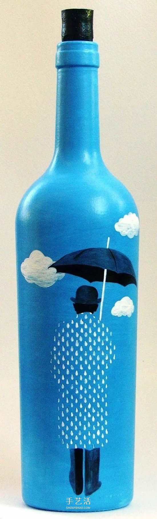 彩绘酒瓶创意手工图片 丙烯手绘玻璃瓶DIY -  www.shouyihuo.com