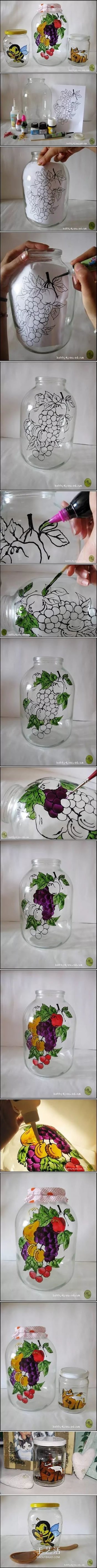彩绘酒瓶创意手工图片 丙烯手绘玻璃瓶DIY -  www.shouyihuo.com