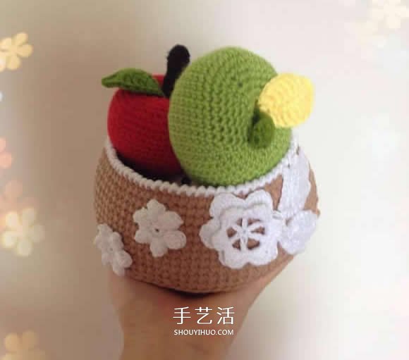 毛线收纳篮怎么编织 钩针编织圆形收纳筐图解 -  www.shouyihuo.com