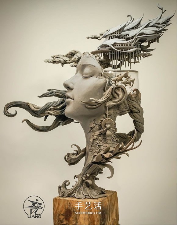 气势磅礡的细腻泥塑作品：嫦娥与桃花女 -  www.shouyihuo.com