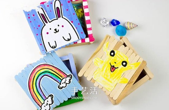 雪糕棍手工制作收纳盒 DIY带盖方形收纳盒做法 -  www.shouyihuo.com