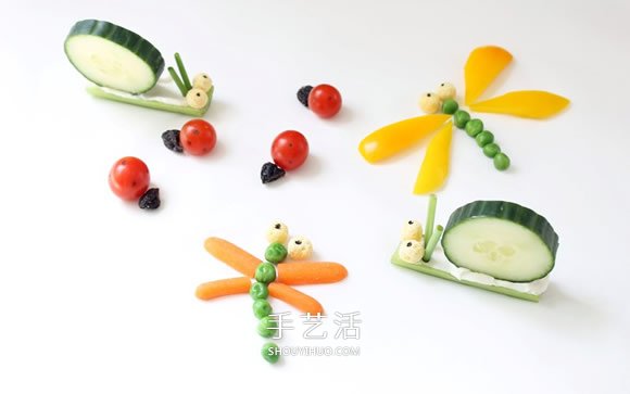 简单蔬菜昆虫的做法 蜻蜓蜗牛用蔬菜做教程 -  www.shouyihuo.com